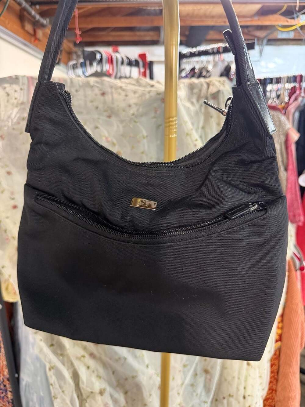 Gucci Vintage Nylon Hobo Shoulder Bag in Black